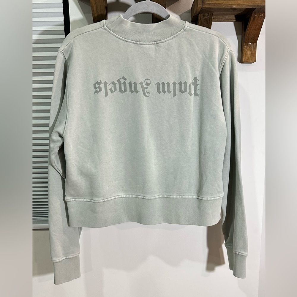 NWOT Palm Angels Reversed Logo Crewneck Sweatshirt Boxy Fit Grey Medium - Picture 7 of 13